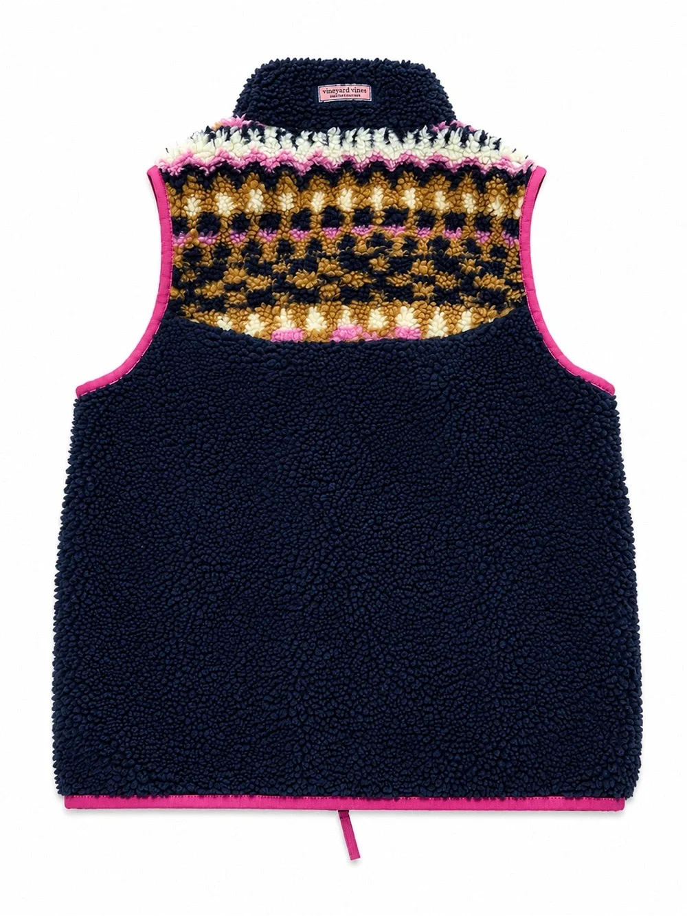 Vineyard Vines Kids SuperShep Sherpa Fleece Vest Youth Large 14 Navy Pink